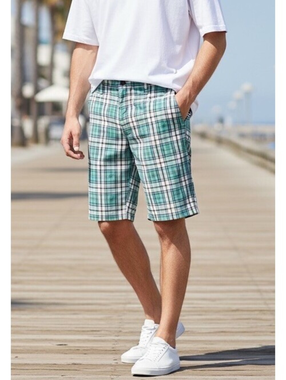 Tommy Bahama Reversible Shorts M Travel Ready Plaid Palm Print Resort Cruise